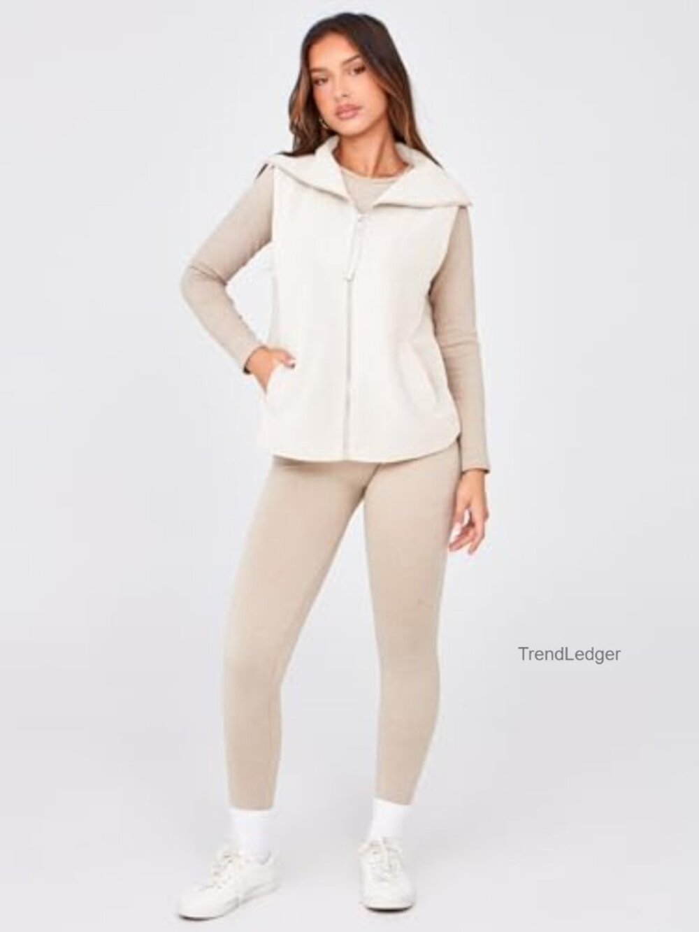 Sleeveless Fleece Vest Zip Up Sherpa Jacket with Pocket Winter Outerwear - Picture 6 of 7